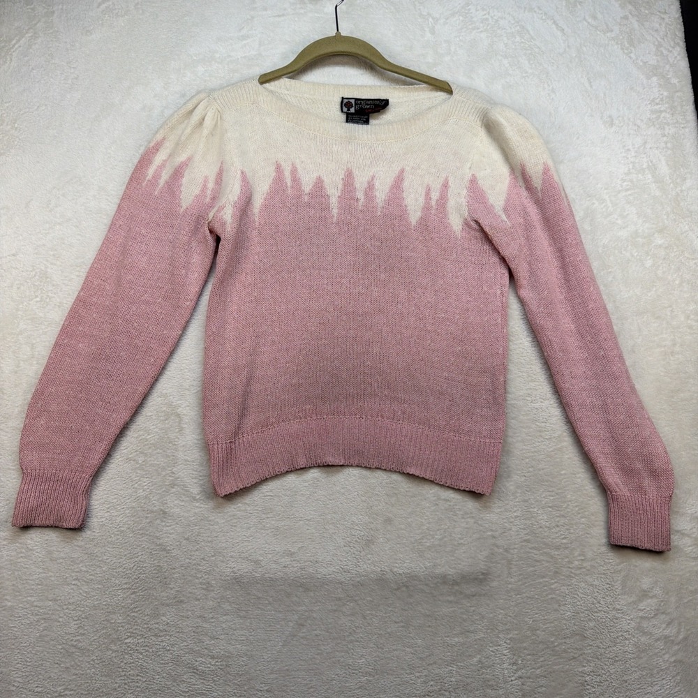 Organic Grown Sweaters Pink Angora Blend Fair Isle Nordic‎ Sweater Womens M